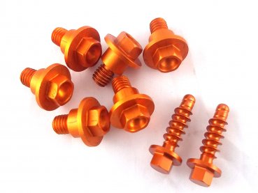 Gabelschützer Schrauben Set 6+2 orange passend für KTM 690 SMC R Enduro R EXC F SX F