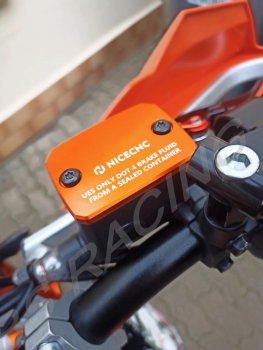 Brems Behälter Deckel orange passend für KTM 690 SMC R 2014-24 Enduro R / Duke 2013-19