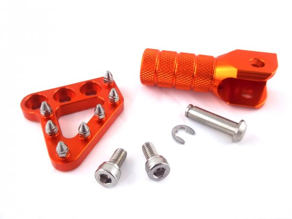 Fußbremshebelauftritt + Schalthebel Spitze orange passend für KTM 690 SMC R Duke Enduro EXC